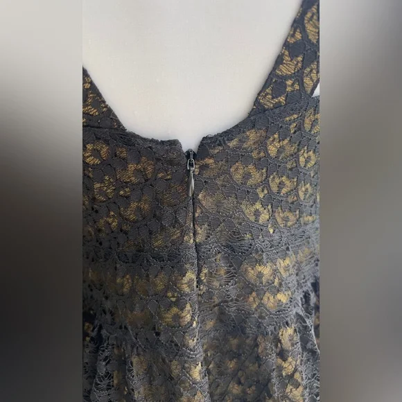 Victoria's Secret Moda International Black Gold Lace Mini Dress Size 8 New - Picture 5 of 10